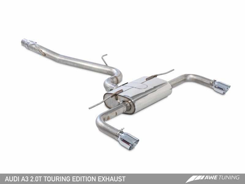 AWE Tuning, AWE Tuning Audi 8V A3 Touring Edition Exhaust - Dual Outlet Chrome Silver 90 mm Tips