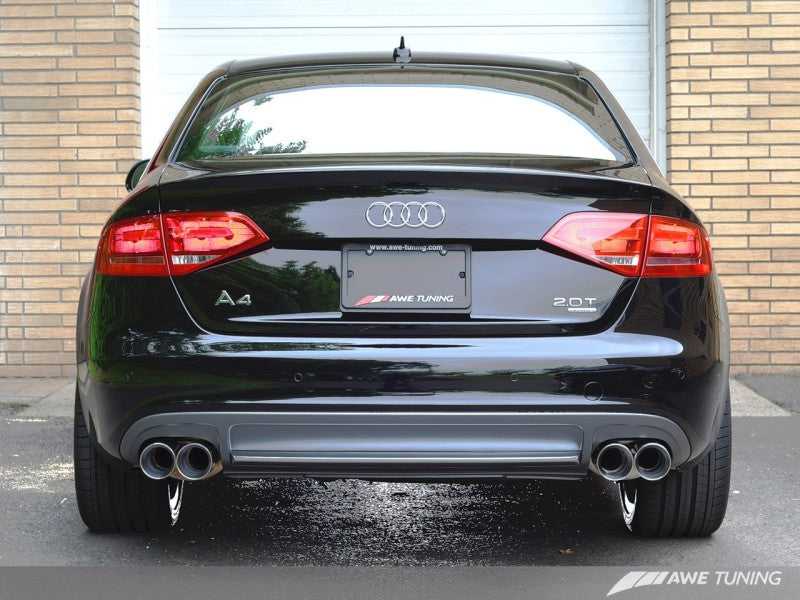 AWE Tuning, AWE Tuning Audi B8 A4 Touring Edition Exhaust - Quad Tip Polished Silver Tips