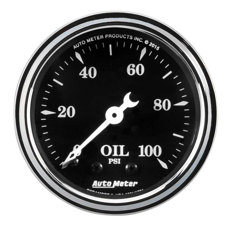 AutoMeter, Auto Meter Gauge Oil Press 2 1/16in 100psi Mech Old Tyme Black