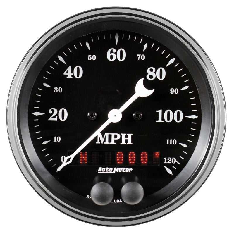 AutoMeter, Auto Meter Gauge Speedometer 3 3/8in 120mph GPS Old Tyme Black