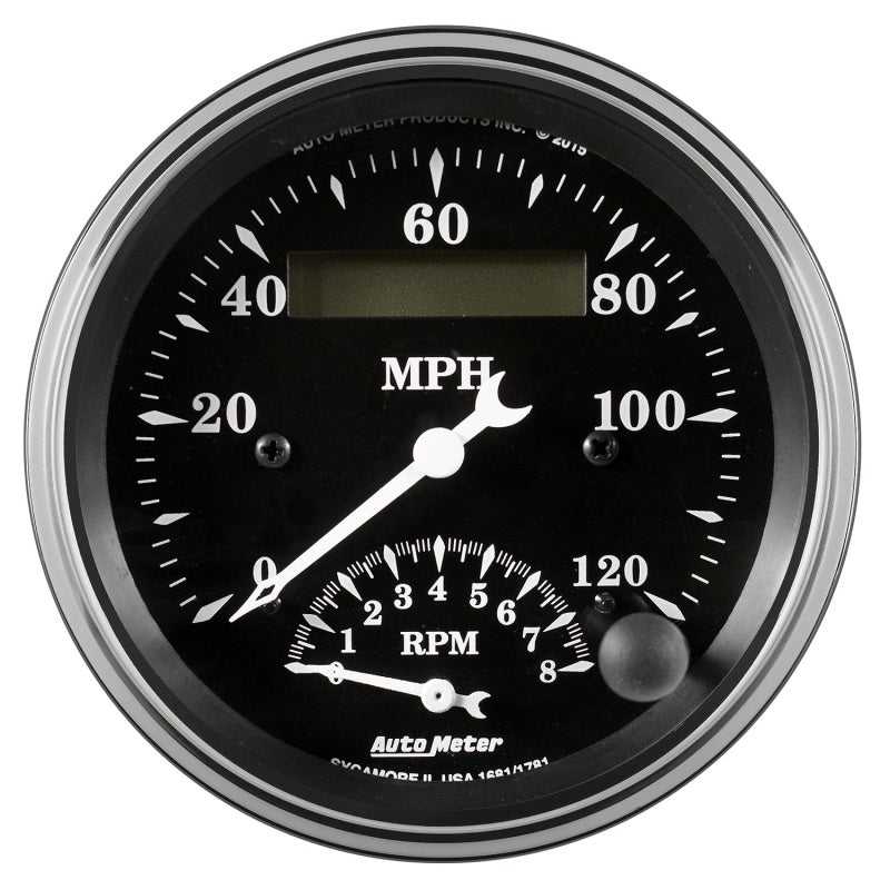 AutoMeter, Auto Meter Gauge Tach/Speedo 3 3/8in 120mph & 8k RPM Elec. Program. Old Tyme Blk