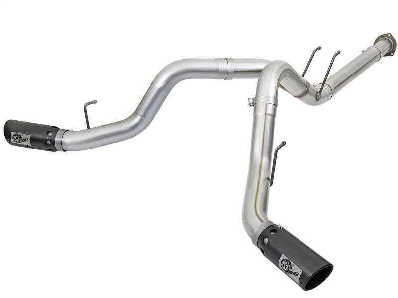 aFe, aFe ATLAS 4in DPF-Back Alum Steel Exhaust System w/Black Tip 2017 Ford Diesel Trucks V8-6.7L (td)